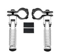 HPZPRPCEW CNC Aluminum Motorcycle Part Universal Pedals Folded Footrest Footpeg Motorcycles Scooters Bicycle Accessory 23-27mm Clamp(Silver)