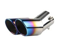 HPZPRPCEW Dual Outlet Exhaust Pipe For Car Stainless Steel Slant Rolled Edge Car Exhaust Tip Universal Black Silver Auto Muffler Silencer(Silver+Blue)