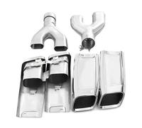 HPZPRPCEW Exhaust For Range Rover For Executive 2013 2014 2015 2016 2017 Conversion SVO Bumper Four Outlet Square Muffler Exhaust System(Silver)