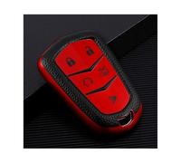 HPZPRPCEW For Cadillac SRX XTS XT5 ATS CTS BLS STS For Escalade 2020 2021 Key Shell TPU Leather Car Case Cover Auto Accessories(RED)