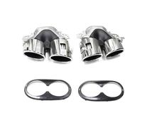 HPZPRPCEW For Mercedes For Benz W177 C118 CLA35 X247 GLB35 Modified CLA45S Quad Exhaust Tailpipe Stainless Steel Muffler Exhaust System(Silver 1set)