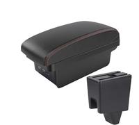 HPZPRPCEW For Proton For Saga Armrest Storage Box Leather Arm Rest Car-styling USB Center Centre Console Accessories(B1 Black red 3USB)