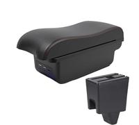 HPZPRPCEW For Proton For Saga Armrest Storage Box Leather Arm Rest Car-styling USB Center Centre Console Accessories(B1 Black red 3USB)