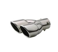HPZPRPCEW For Universal 63mm Car Inlet Double-Barrel Rear Exhaust Tip Tail Pipe Muffler Carbon Black Outlet Stainless Steel Car Accessories(Silver straight)