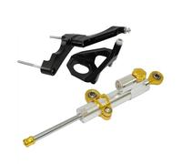 HPZPRPCEW Motorcycle Adjustable Steering Damper Stabilizer Bracket Holder Full Set For Suzuki GSXR 600 750 K1 K4 2001-2005(Silver-Gold)