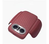 HPZPRPCEW PU Leather Car Center Console Armrest Cushion With 2 Cup Holders And Side Pocket Auto Heightened Pad Car Armrest Cover(RED)