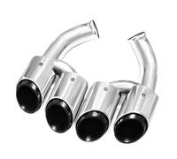 HPZPRPCEW Quad Stainess Steel Car Exhaust Tip For Porsche For Cayenne 2015 2016 2017 Exhaust Pipe Muffler Tip Exhaust System Nozzle Tailpipe(Silver)