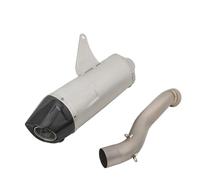 HPZPRPCEW Slip On For CFMOTO 800MT CF 800-5A 2021 2022 Motorcycle Exhaust DB Killer Escape Moto Carbon Muffler Middle Link Pipe(Silver)