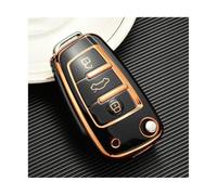 HPZPRPCEW Soft TPU Car Flip Key Case Cover Holder For A1 A3 A6 A6L Q2 Q3 Q7 TTS R8 S6 RS3 Protection Shell Fob Accessories(Gold Black)