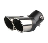 HPZPRPCEW Universal 63mm Dual Outlet Car Exhaust Tip Stainless Steel Slant Rolled Edge Auto Muffler Silencer Universal Black+Silver Car Exterior Supplies(Black+Silver,Curved)