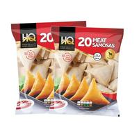 HQ 20 Meat Samosa Crispy Golden Fried Snack Delicious Perfect Party Starter Ready to Eat Savory Pastry Filled with Tender Spiced Minced Meat Easy to Heat and Serve Pack of 2
