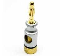 kenable HQ 4mm Banana Plugs for 6mm Speaker Cable Connections Silver & Black