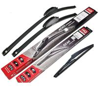 HQ AUTOMOTIVE Wiper Blades for MITSUBISHI Colt (2004-2008) | 3-piece front, 26-in + 13-in & rear 12-in set, J-Hook connector, graphite-coated rubber, rain sensor ready