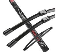 HQ AUTOMOTIVE Front+Rear Windscreen Wiper Blades fits PEUGEOT 207 3pcs Replacement Blades A7 2007-2013 Graphite-Coated Natural Rubber No Smear Judder-Free Model AD71-622|HQ12D