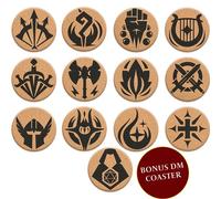 HQ Cork DND Coasters - Set of 12 Class +1 DM Icon Coasters - Great Nerdy Gift for D&D Players, Gamers, DM, Men or Women- Dungeons & Dragons Accessories for Home Decor, Mugs, Drinks, Table Decoration