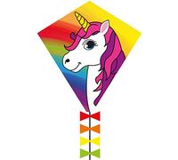 HQ Design Ecoline Eddy Children's Kite 50 cm Single Line from 5 Years 50 x 45 cm + 2.5 m Dragon Tail with 10 kp Polyester Cord 25 m on Handle 2-5 Bft (Unicorn)