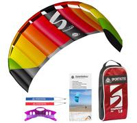 HQ Design Symphony Pro 1.8 Rainbow Two-Line Steering Kite for Children and Adults from 12 Years 60 x 180 cm Including 100 kp Dynea Cords 2 x 20 m on Winder and Loops 2-6 Bft