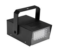 HQ POWER. Mini white led strobo (24 leds), Uses 4 AA batteries (not included).