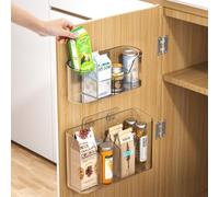 HQahnekme 2 pieces Kitchen Cabinet Door Storage Box, Self-Adhesive Wall Mounted Kitchen Cupboard Organisers, Cupboard/Bathroom/Fridge Organiser Storage Box. (2pcs,Acrylic)