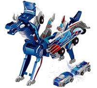 HQAYHSZD Collision Transforming Dinosaur Car Toy, 2 in 1Magnetic Cars Convert into Dinosaur Toys,Dino Robot Toy, Boys Toys, Children's birthday party gifts,ChristmasGift (blue)