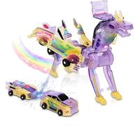 HQAYHSZD Dinosaur Collision Transforming Car Toy, Transformation Car Toy with Crash & Transform Feature, for Boys and Girls |Party Gift for Birthday, Christmas (Blue) (Purple)