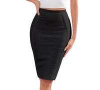 HQBORY Bandage Skirt for Women High Waist Stripe Bandage Pencil Office Skirt, Black, XS