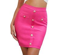 HQBORY Bandage Skirt for Women Mini High Waist Bandage Skirt Pencil Skirt, Hot Pink, XL