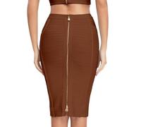 HQBORY Women's Bandage Skirt High Waist Bandage Skirt Pencil Skirt, Coffee, M