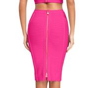 HQBORY Women's Bandage Skirt High Waist Bandage Skirt Pencil Skirt, Hot Pink, M