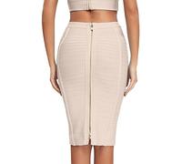 HQBORY Women's Bandage Skirt High Waist Bandage Skirt Pencil Skirt, Nude, S