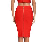 HQBORY Women's Bandage Skirt High Waist Bandage Skirt Pencil Skirt, Red, M