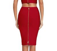 HQBORY Women's Bandage Skirt High Waist Bandage Skirt Pencil Skirt, Red Wine, L
