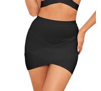 HQBORY Women's High Waist Elastic Bandage Bodycon Mini Pencil Skirt, Black, XS