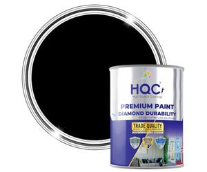 HQC Satin Wood & Wall Paint - Satin Black - 1 Litre - Quick Dry Luxury Satin Finish For All Walls, Furniture, Kitchen Cupboards, Doors, Trims, Wooden Barristers & Décor