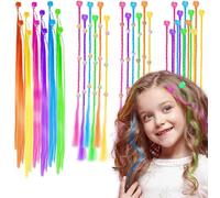 HQCM 36PCS Hair Accessories For Girls, 4 Styles Hair Braids Clip for Kids Princess Rainbow Hairs Extensions Children Highlights Braiding Kit Colorful Braid Bundles for Crazy Day Festival Parties