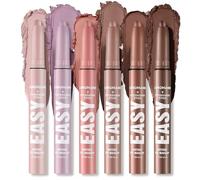 HQDA 6PCS Eyeshadow Stick Set, Shimmer Cream Eyeshadow Pencil Crayon, Waterproof Long Lasting Eyeshadow Stick Sets Create Glitter Eye Makeup (6PCS/Set A)
