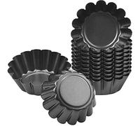 HQdeal 12 Packs Egg Tart Mold, Mini Carbon Steel Cake Muffin Moulds Tins Pans, Non-Stick Cupcake Cake Moulds, Pudding Moulds, Baking Cookie Moulds, Kitchen Reusable Baking Tools