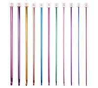 HQdeal Crochet Hooks Set,Multicolor Aluminum Knitting Needles Tools Set Tunisian Afghan Knitting Needle Set Long Needles for Beginners Knitting Christmas Gifts