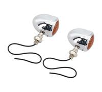 HQEJKCIOF Motorbike Turning Indicators Ch&rome Round Amber Motorcycle Turn Signal Blinker Light Lamp For Retro Style