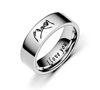 HQFJW 1/2PCS 6mm/8mm Couple Rings,Silver/Black Titanium Steel Promise Friendship Rings for Couples Best Friends,Also As Engagement Wedding Bands Rings, titanium silver, No Gemstone,