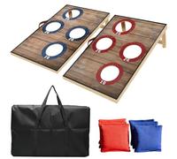 HQGZQL Corn Hole Toss Game for Adults 24x16 Inch Set - Portable Cornhole Board Set with Scoring Target Area, Bean Bags & Carrying Case | Family Kids Outdoor Backyard Beach Lawn Games