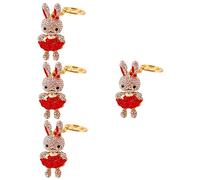 HQHYGM 2pcs rabbit Easter Bunny chinese bead bling crystal decor keychain for keys party favors key ring rhinestone keyring