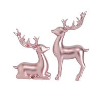 HQHYGM 2x Reindeer Figurines Sitting Standing Deer Statues Christmas Decoration Tabletop Ornaments for Party Bookshelf Desktop Gifts, Rose Gold