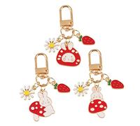 HQHYGM 3pcs Cartoon Metal Keychain Cute Rabbit Keyring for Boys and Girls Creative Bunny Bag Pendant Decor