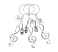 HQHYGM 3pcs Metal Themed Keychain with Guitar Piano Charms Zinc Music Note Pendant Musicians Students Stylish Functional Accessory for Keys and Bags