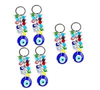 HQHYGM 4 Pcs Devil's Car Decor Crystal Turkish Blue Key Evil Charm Bag Pendant Keychain Adorn Devil Eye Turkey