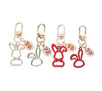 HQHYGM 4pcs Rabbit Keychains Set Red and Gold Hanging Cute Bunny Modeling New Year Pendants Bag Accessories for Car and