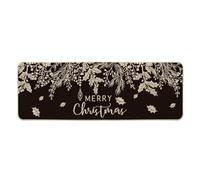 HQHYGM Artoid Mode Black Holly Mistletoe Merry Christmas Doormat, Xmas Winter Home Decor Low-Profile Switch Rug Door Mat Floor Mat for Indoor Outdoor 17x47 Inch