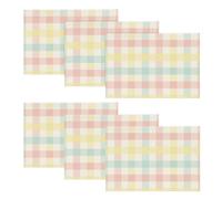 HQHYGM Artoid Mode Blue Pink Yellow Buffalo Plaid Placemats Set of 6, 12x18 Inch Seasonal Easter Table Mats for Party Kitchen Dining Decoration