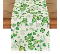 HQHYGM Artoid Mode Clover Shamrock Leaves St. Patrick's Day Table Runner, Seasonal Spring Kitchen Dining Table Decoration for Home Party Decor 13x120 Inch